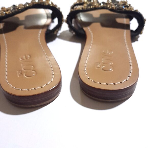 Swarovski Crystal & Rhinestone The Cove Bling  Slides sz 9 Brown Leather Multi - Picture 5 of 9